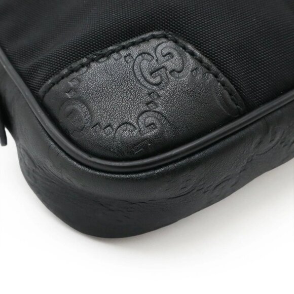 Authentic Gucci GG Supreme Monogram Waist Bag Belt Bag Pouch Mens Black Leather - Picture 4 of 10